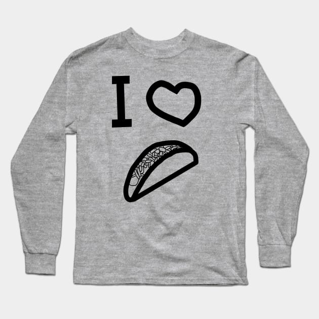 I Heart Tacos Outline Long Sleeve T-Shirt by ellenhenryart